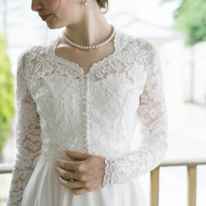 ウエディングドレス 長袖 ボレロ単品 繊細な総レースのシンプルボレロ ウエディング 結婚式 二次会 パーティー 演奏会などに羽織物の定番 オフホワイト ウエディングボレロ【ヴィクトリア