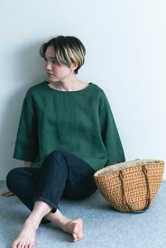 fog linen work フォグリネンワーク [ アニヤ トップ : ブラック/エクルベージュ/ ヴェール　ビュイ]　 fog フォグリネンワーク フリーサイズ 送料無料 シャツ ブラウス 　春夏　 きれいめ 　七分袖