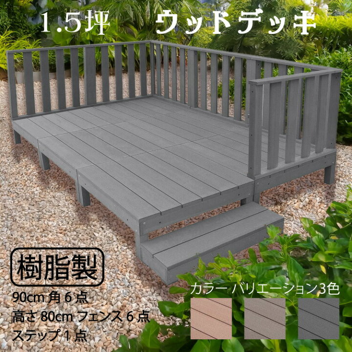 楽天市場】ウッドデッキ 樹脂製 1.5坪 [13点セット] チャコールグレー 