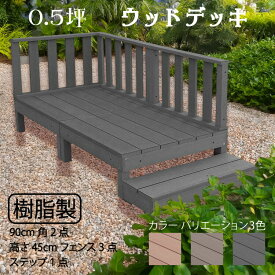 ウッドデッキ 樹脂製 0.5坪 [6点セット] チャコールグレー◯ 2d3f1sbk ローフェンス ステップ セット A90N|ガーデンファニチャー ウッドデッキ 人工木 置くだけデッキ 掃き出し窓
