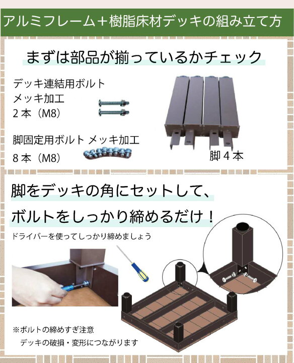 楽天市場】ウッドデッキ アルミフレーム＋樹脂床材 2.0坪 [16点セット 