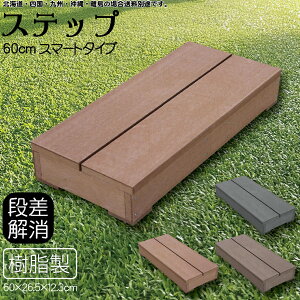 ステップ 樹脂製 腐らない ライトブラウン 60×26.5×12.3cm スマートタイプ ウッドデッキ ガーデンファニチャー 人工木 置くだけデッキ 掃き出し窓 アイウッド頑丈 庭活 屋内 屋外