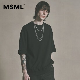 【公式】MSML エムエス WAFFLE SHORT SLEEVE SWEAT サーマル 半袖 Tシャツ クルーネック オーバーサイズ リラックス メンズ ブランド 大人 ブラック カーキ