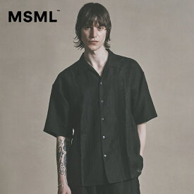【公式】MSML エムエス FLOWER EMBROIDERY LINEN SHIRT リネン シャツ 半袖 セットアップ 刺繍 メンズ ブランド 大人 ブラック ホワイト