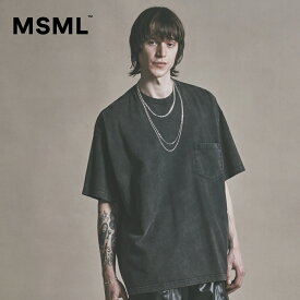 【公式】MSML エムエス OVERSIZED DAMAGE LOGO T SHIRT オーバーサイズ ダメージ ロゴ Tシャツ 半袖 クルーネック メンズ ブランド 春 夏 大人 ブラック グリーン パープル