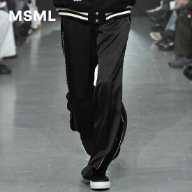 【公式】MSML エムエスエムエル SATIN PANTS サテンパンツ サテン パンツ メンズ ユニセックス ワイドシルエット ベルベット切り替え 刺繍 秋冬春 セットアップ対応