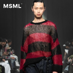 �y�����zMSML �G���G�X �G���G�� MOHAIR BORDER KNIT ���w�A �{�[�_�[�j�b�g