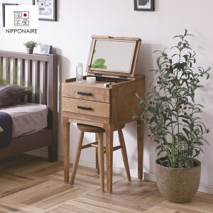 木製 ドレッサー バーベル 幅40cm コンパクト 木製ドレッサー 鏡台 化粧台 小さめ 天然木 シンプル おしゃれ ウッド 収納 引き出し 【送料無料】