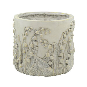 鉢 アンティーク プランター スズランの咲く ラウンド L 直径27.5cm プランターカバー おしゃれ 屋外 鉢カバー 玄関 底穴あり 寄せ植え オブジェ カバー 飾り 玄関 屋内 室内 【送料無料】