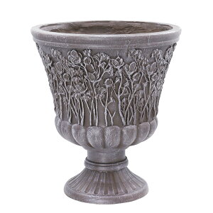 鉢 アンティーク プランター ユリの咲く ゴブレット L 高さ32cm プランターカバー カップ型 鉢カバー 屋外 寄せ植え オブジェ 底穴あり カバー 飾り スタンドカップ 玄関 屋内 室内 【送料無料