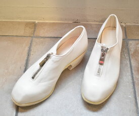 GUIDI グイディ lady's "FRONT ZIP DECOLLETE SOLE LEATHER"/フロントジップローシューズ"HORSE FULL GRAIN" CO00T(WHITE)【CV02 SOFT HORSE FULL GRAIN lady's】