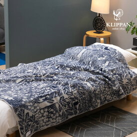 KLIPPAN クリッパン ウール シングルブランケット rabbits play, birds rest - forest - ネイビー W130×L180cm mina perhonen ミナペルホネン エコラムウール 天然素材 北欧 おしゃれ 送料無料 寝具 ソファ