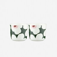 【日本限定】 marimekko / マリメッコ Unikko / ウニッコ コーヒカップセット ホワイト×ダークグリーン …
