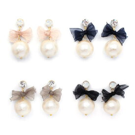 cotton pearl ribbon ピアス：zoule（ゾーラ）