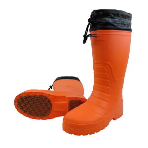 長靴 カバー付 オレンジ 冬用 防寒 長靴 長ぐつ ゴム長 柔らかい 防寒EVAラバーブーツ(裏ボア) カバー付 オレンジ ボア付 すべり止め 滑り止め 幅広 3E EEE 高耐油制 夜間安全 婦人用 紳士用