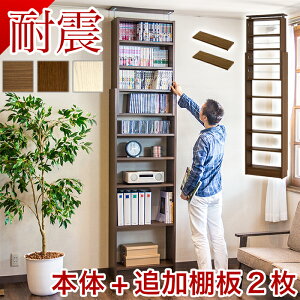 突っ張り耐震本棚 幅60 奥行19 追加棚板2枚セット 本収納 送料無料 オフィス 木目 書類 収納 書類棚 書類整理 書類入れ ファイル おしゃれ 突っ張り つっぱり 耐震 幅60cm 奥行19cm 高さ190cm 高さ2