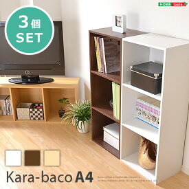カラーボックスシリーズ【kara-bacoA4】3段A4サイズ 3個セット 送料無料 H1457-3SET