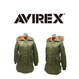 アビレックス AVIREX アヴィレックス レディース アウター テープポケットジャケット モッズコート フード ファー付 セージ 6222012-0024