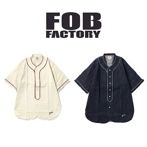 �y FOB FACTORY / F3490 �z �y �G�t�I�[�r�[�t�@�N�g���[ / BASEBALL SHIRT �z �����Y �V���c �g�b�v�X �J�W���A�� �x�[�X�{�[���V���c ���� �V���c �L�����v �A�E�g�h�A ���{��
