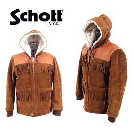 Schott ショット メンズ アウター カウスプリット フリンジ パーカジャケット 3191025-55 55 BROWN NATURAL ブラウン ナチュラル 上着 防寒 厚着