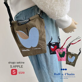 Ball＆chain 【shogo sekineコラボ S.APPLE Ssize】 正規品 バックSサイズ 刺繍バッグ 2WAY トート型バッグ 小さいバッグ ポシェットバッグ ななめ掛けバッグ 肩に掛けられるバッグ ボール＆チェーン エコバッグ トートバッグ 軽量 刺繍バッグ 肩掛けバッグ 送料無料