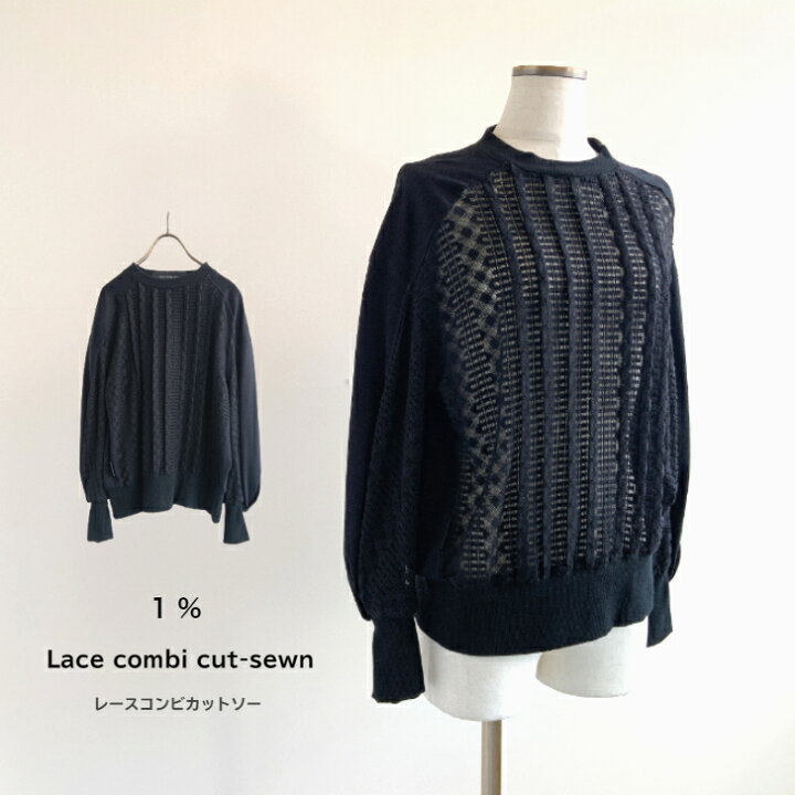 楽天市場】1％ 【レースコンビカットソー】 異素材使いのレース 