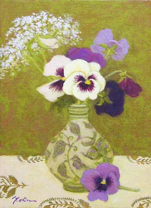 楽天市場】奥西賀男 「 パンジー 」 油絵 ・ 油彩画 F4 ( 4号 ) : 内田画廊