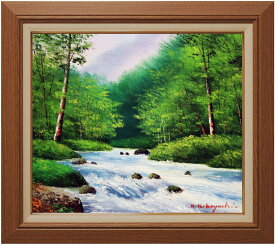 小林幸三『新緑の渓流』油絵・油彩画　F10(10号)