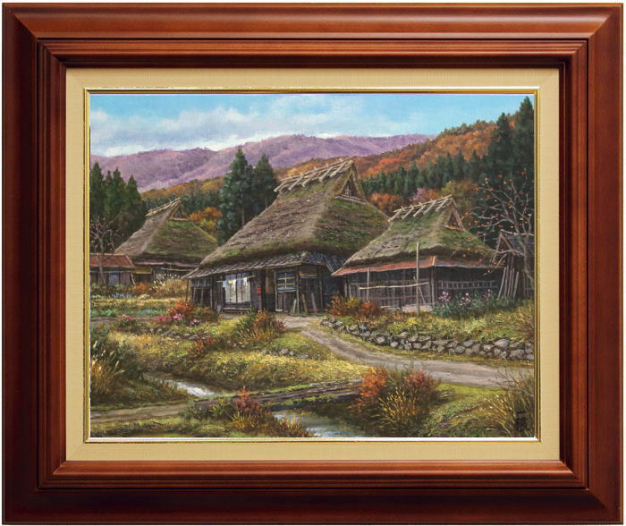 猿渡一根『深秋の里（京都美山）』油絵・油彩画　Ｆ６（６号） | 内田画廊