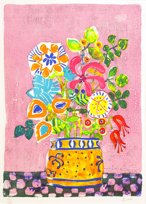 楽天市場】ポール・アイズピリ『黄色い花瓶の花束』リトグラフ(石版画