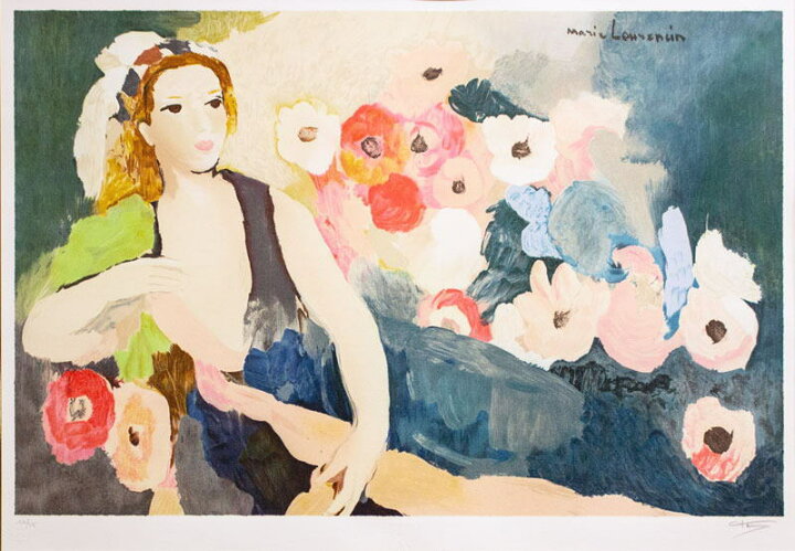 楽天市場】マリー・ローランサン『アネモネ』リトグラフ版画【中古 