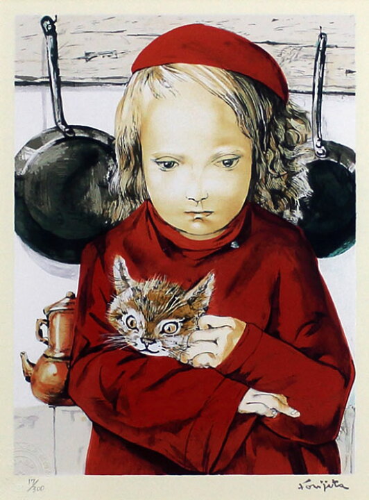 楽天市場】藤田嗣治『厨房の少女』シルクスクリーン版画 : 内田画廊