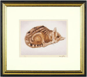 藤田嗣治 「 眠る猫 」 シルクスクリーン 版画