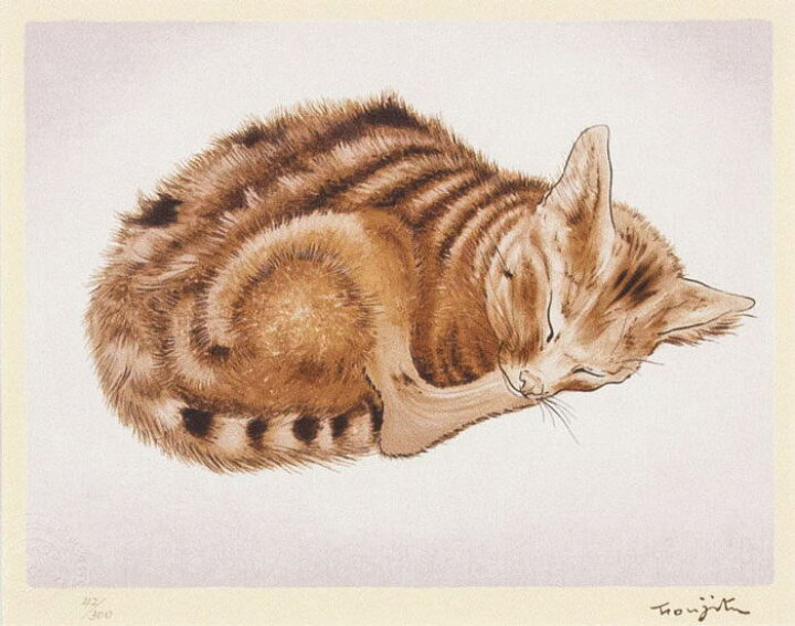 楽天市場】藤田嗣治 「 眠る猫 」 シルクスクリーン 版画 : 内田画廊