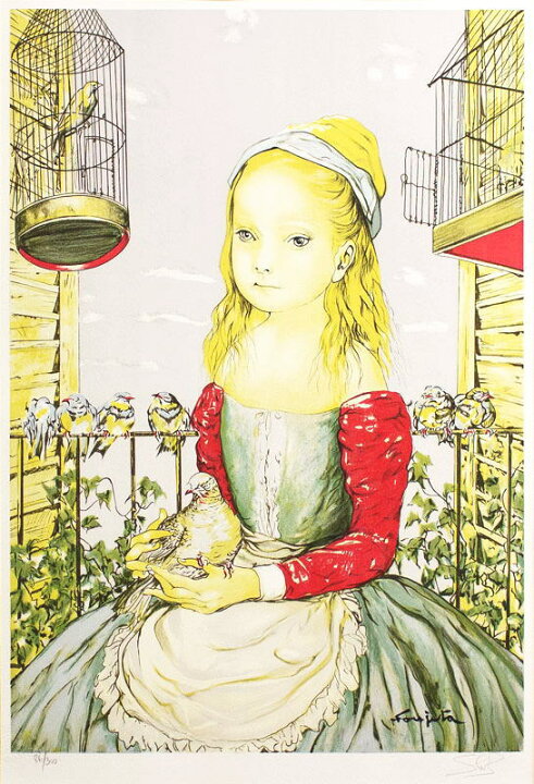 楽天市場】藤田嗣治 「 鳩と少女 」 リトグラフ【中古】 : 内田画廊