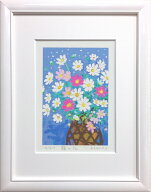 吉岡浩太郎「 籠の花 」( インチ判 )　ジグレ シルクスクリーン 版画