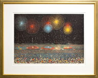 山下 清 「 長岡の花火 」(15号大) リトグラフ 版画