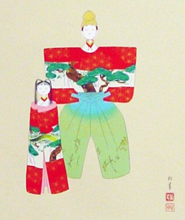 楽天市場】上村松園『神ひな之図』版画掛軸（尺五アンドン） : 内田画廊