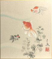 中谷文魚 「 金魚 」(2)　色紙絵