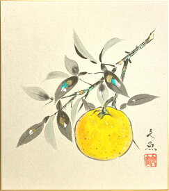 中谷文魚 「 柚子 」(1) 色紙絵