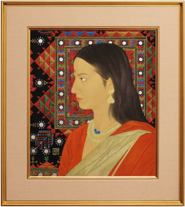楽天市場】熊原清久『インドの女』日本画 F10（10号）【中古 