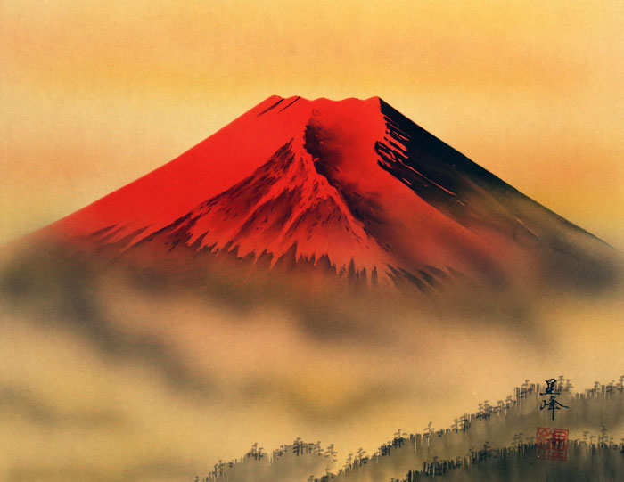 藤井星峰『赤富士』日本画Ｆ６（６号） | 内田画廊