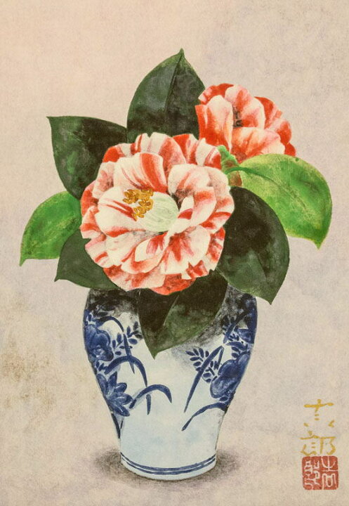 楽天市場】久保吉郎 「 椿寿 」 日本画 P3 ( 3号 ) : 内田画廊