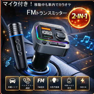 2026�V�o�� FM�g�����X�~�b�^�[ Bluetooth5.3 �}�C�N�t�� �ԍ�FM�g�����X�~�b�^�[ PD �}���[�d �ԍڏ[�d�� �n���Y�t���[�ʘb Bluetooth/U-�f�B�X�N�Ή� 2�̉��y�Đ����[�h12V-24V�ԑΉ�