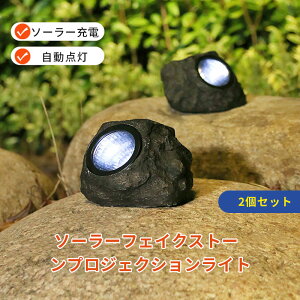 ガーデンライト ソーラー 石模様 2個セット 屋外 ストーンライト スポットライト 充電式 置き型 明るい 防水 自動点灯 玄関 庭 石 岩 LED 照明 太陽光 パネル イルミネーション