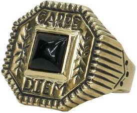 LHN Jewelry(エルエイチエヌ ジュエリー) 米国製 ハンドメイド 真鍮 x オニキス カルペディエム リング ブラス Carpe Diem Ring Brass Onyx 【あす楽】