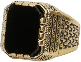 LHN Jewelry(エルエイチエヌ ジュエリー) アメリカ製 ハンドメイド Aztec リング 真鍮 x オニキス メンズ ユニセックス brass onyx ring 【あす楽】