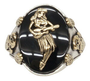 LHN Jewelry(GGC`Gk WG[) č nhCh Tropical Hula Girl O Vo[ x ^J x IjLX Y jZbNX Silver Brass Onyx yyz