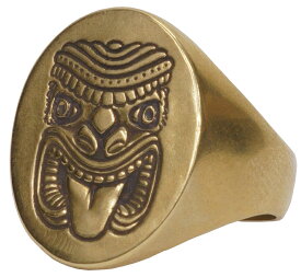 LHN Jewelry(エルエイチエヌ ジュエリー) アメリカ製 Tiki God Signet リング 真鍮 メンズ ユニセックス Brass Ring 【あす楽】