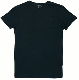 (ダブルアールエル) RRL ガーメント ダイド クルーネック ポケットTシャツ ロゴ刺繍 ブラック メンズ Crewneck Tshirt Black 【あす楽】